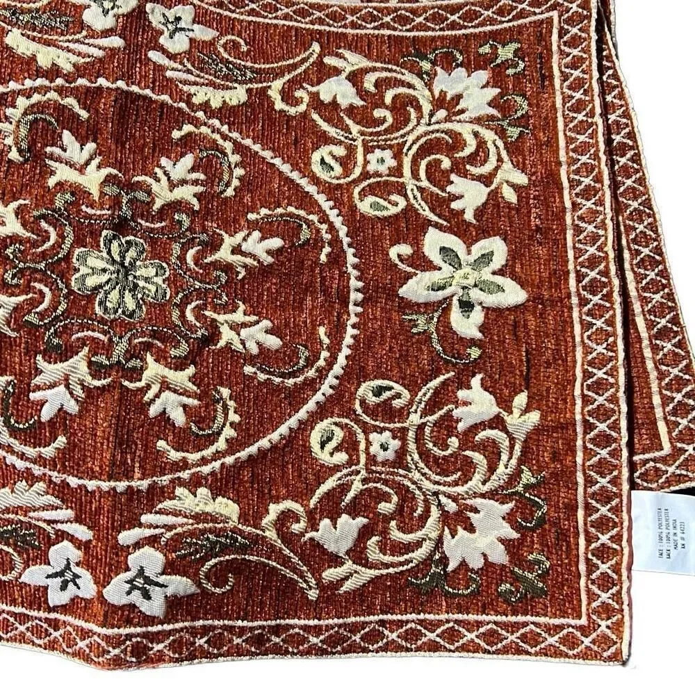 Rust White Floral Embroidery Polyblend Set of 6 Dining Placemats 17.5x12